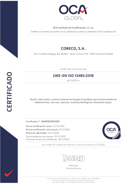 Certificado UNE-EN-ISO 13485:2018